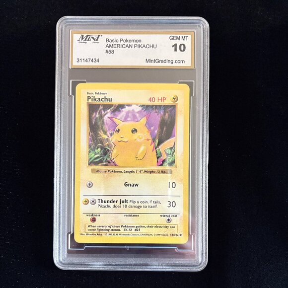 Pokémon Pikachu Shadowless Yellow Cheeks #58 MINT Grade 10